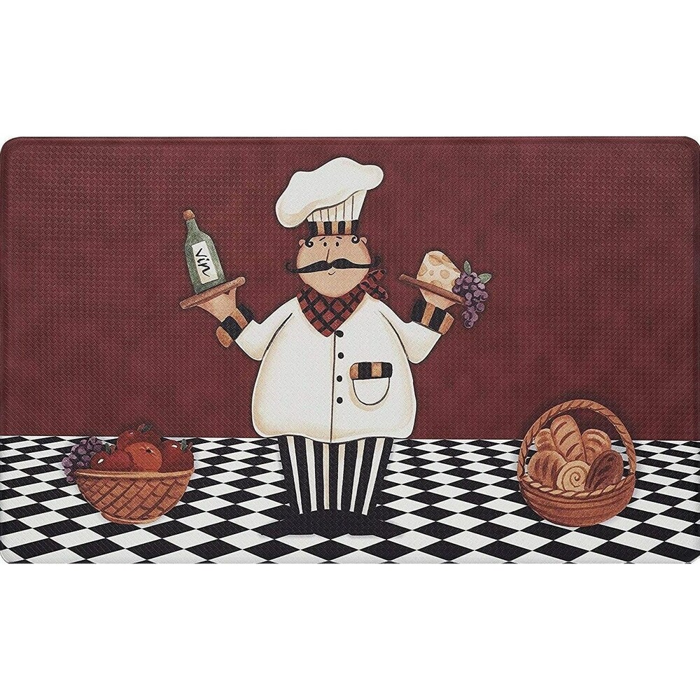 ANTI-FATIGUE NON SLIP FLOOR MAT (18"x30") PVC,FAT CHEF ON CHECKERED FLOOR, Achim